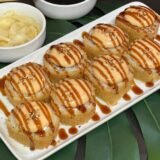 tempura with salmon yum sauce