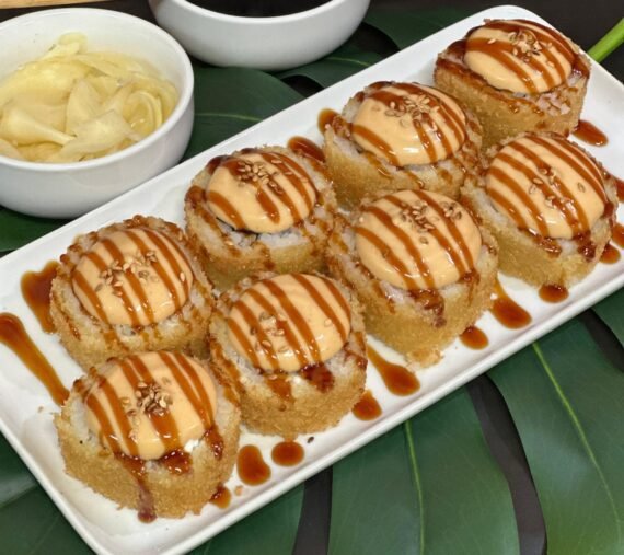 tempura with salmon yum sauce